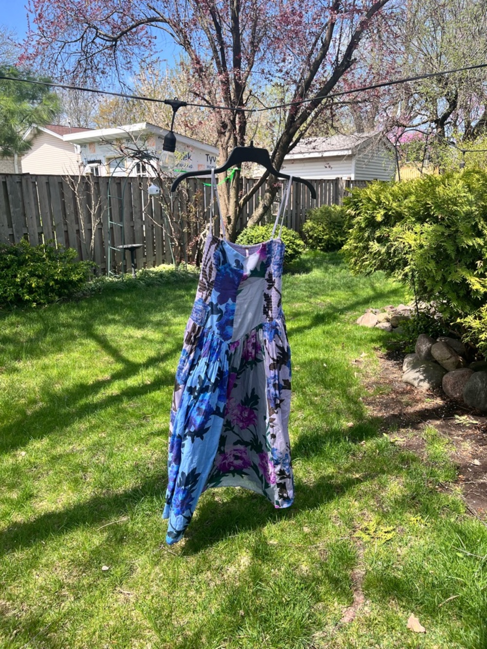 Free People Floral Spaghetti Strap maxi Dress in Lavender and Blue - Picture 8 of 8